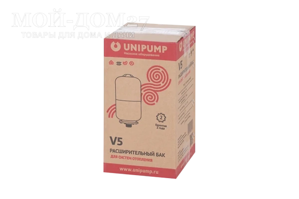 Расширительный бак мембранного типа 5 л. | Мой-Дом27 | Назначение: для систем отопления дома и квартиры <br>
 Объем, л: 5<br>
 Максимальное рабочее давление, бар: 6 <br>
 Максимальная рабочая температура, С: 100&nbsp;<br>
 Диаметр подключения, дюйм: 1<br>